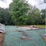 Hydroseeding lawn around new stonework